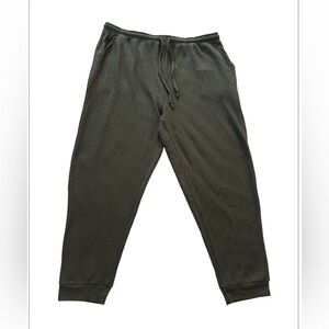 Olive Green Waffle Knit Jogger Pants